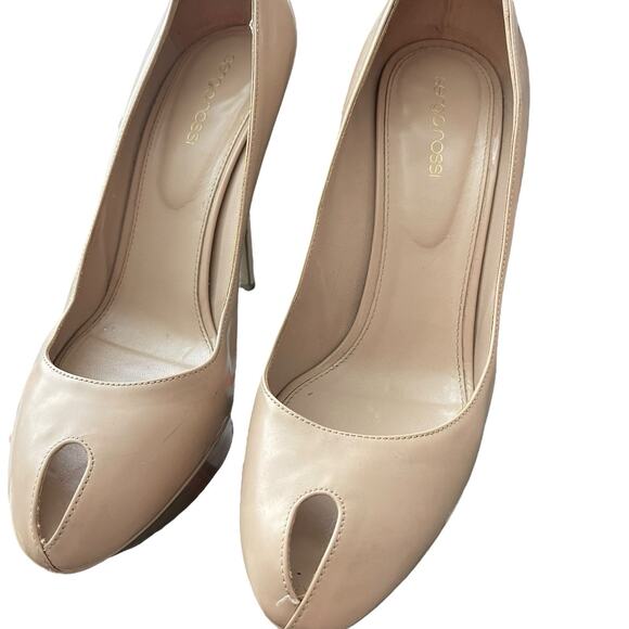 Sergio Rossi EUR 40.5 US 10.5 Peep Toe Stiletto Heels Nude Beige Platform - Picture 5 of 16